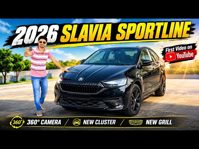 2026 Skoda Slavia Sportline Facelift Aa Gayi! 🔥 All-Black Look, 360° camera, New Updates 