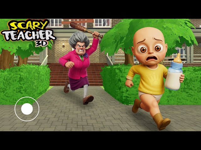 Scary teacher beats baby Yellow with a stick|playing with yellow baby game definition hindi