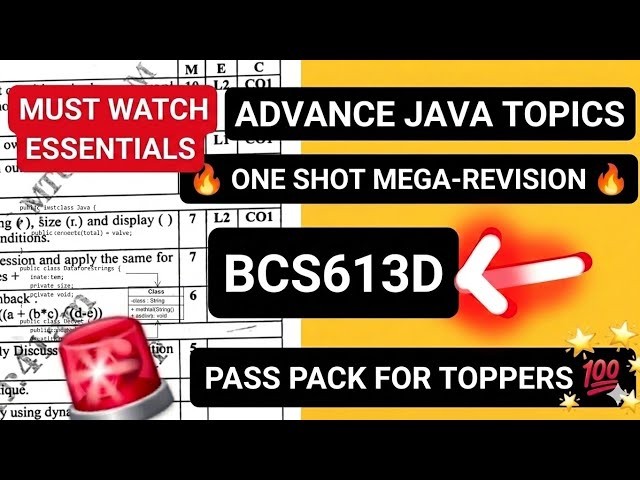 ADVANCE JAVA SUPER IMP 2026 VTU💯🤩 | BCS613D Model Paper Solutions + PYQs | 22 Scheme #vtu #cse