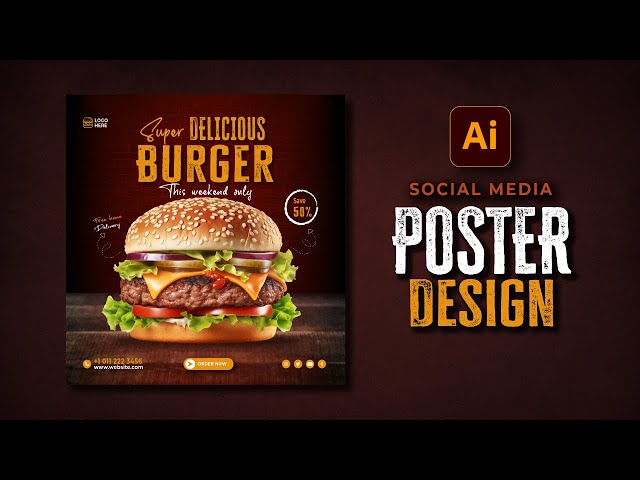 Social Media Post Design for Food Brand | Adobe Illustrator Tutorial | Graphic Design
