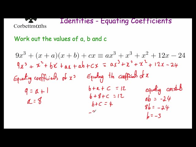 Equating Coefficients - Corbettmaths