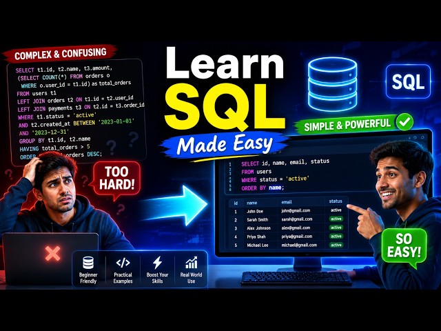 Learn SQL from Scratch | SELECT, INSERT, UPDATE & DELETE Explained | Learn with Ak