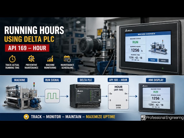 PLC Machine Running Hours kaise Calculate karta hai? | API 169 HOUR Instruction | Delta PLC & HMI
