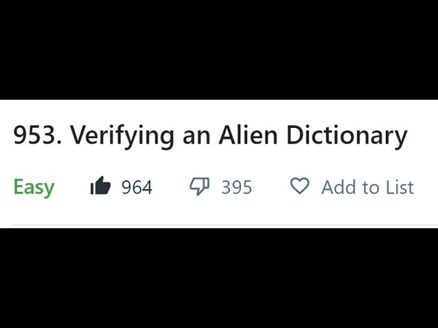 LeetCode 953 - Verifying Alien Dictionary