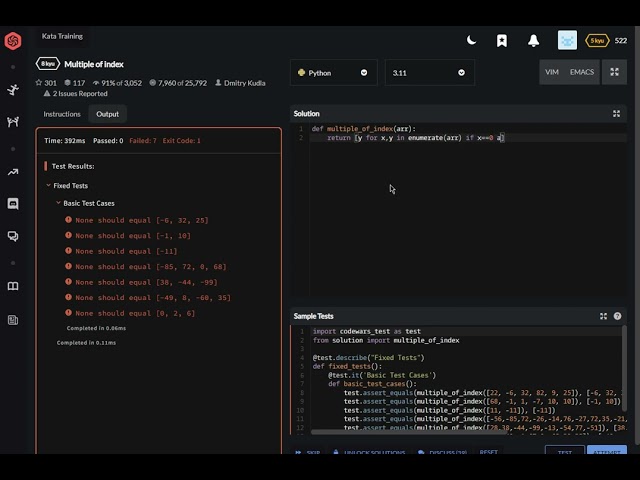 codewars python Multiple of index