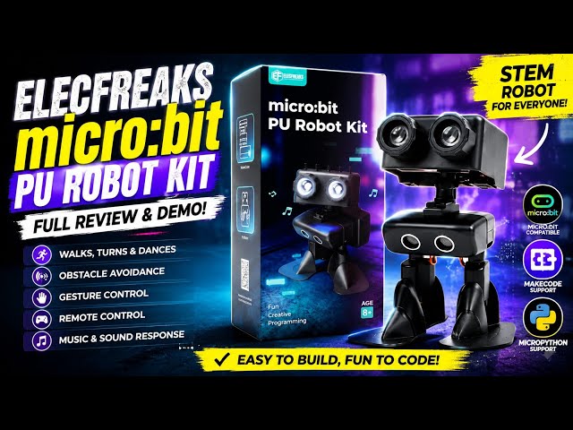 🤖 Meet the ELECFREAKS micro:bit PU Robot Kit – the perfect humanoid robot for learning coding, STEM!