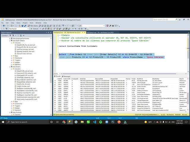 Subconsultas SQL Server (IN, NOT IN, EXISTS, NOT EXISTS)