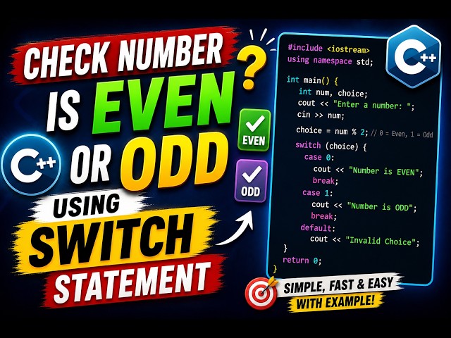 Check Even or Odd in C++ Using Switch Statement 🔥