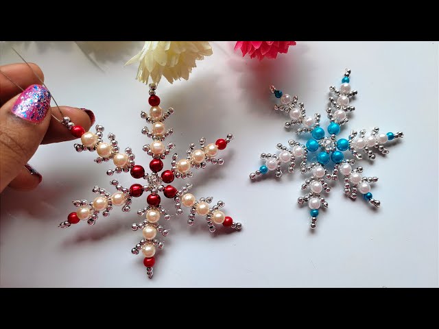 Snowflakes | Beaded snowflake | Making beaded Snowflakes ornament for Christmas decoration