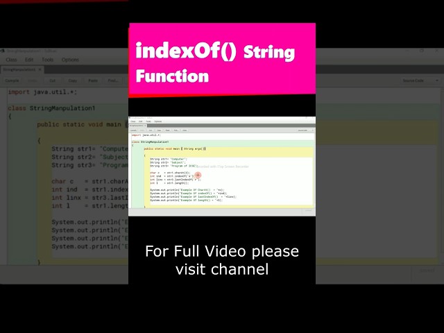 indexOf( ) String Functions in java | indexOf( ) String Manipulation