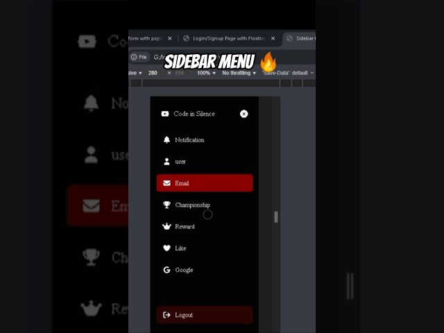 Responsive Sidebar Menu #htmlcss #javascript  #webdesign #sidebar #viralvideo