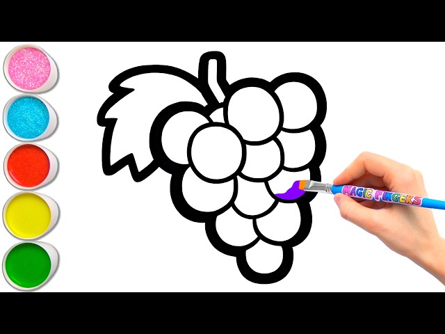 Grapes and 6 More Fruits Drawing, Painting, Coloring for Kids, Toddlers | Learn Healthy Fruits #313