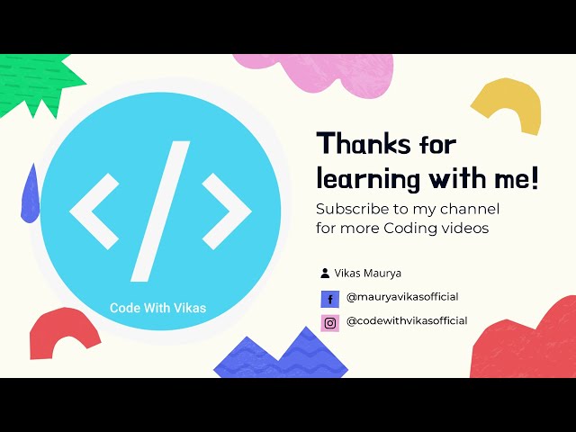 Thanks for learning With me! | Code With Vikas | #Shorts