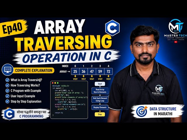 Array Traversing Operation in C | Array Traversal Program in C | Data Structure Marathi | Ep40