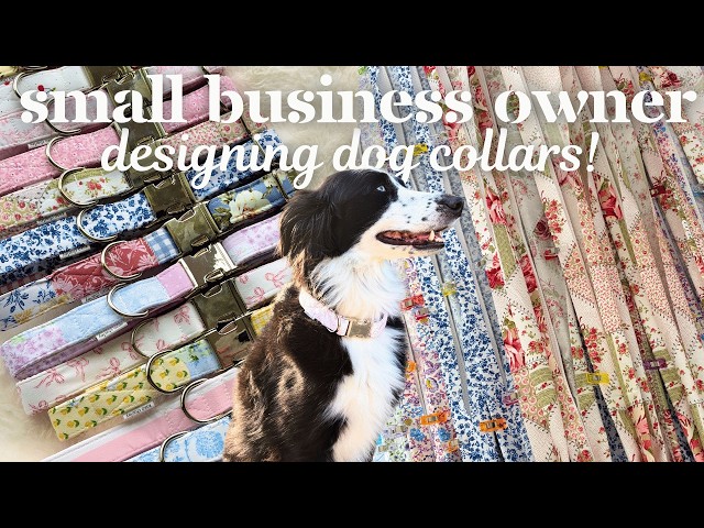 CREATING NEW DOG COLLARS for my small business!🐾🧵 || designing & sewing cute large dog collars!✨