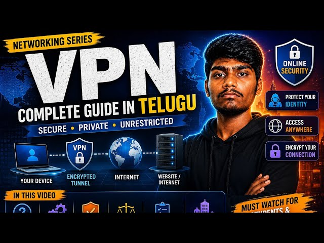 VPN Explained in Telugu | How VPN Works | Types, Protocols & Real-World Examples | Networking#telugu