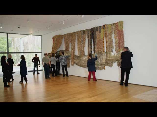 The installation of El Anatsui's, Strips of Earth's Skin