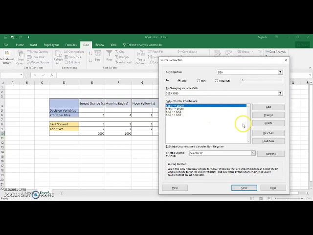 Operations Research LPP using Excel (Process Industry)