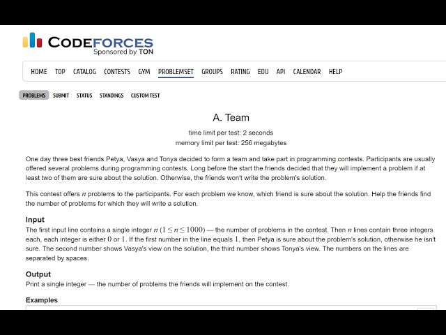 Codeforces A. Team | Problem Solving in C++ | Codeforces Round | Beginner Friendly