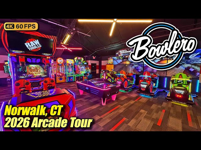 Bowlero (Norwalk CT), January 2026 arcade tour, new 4K full walkthrough