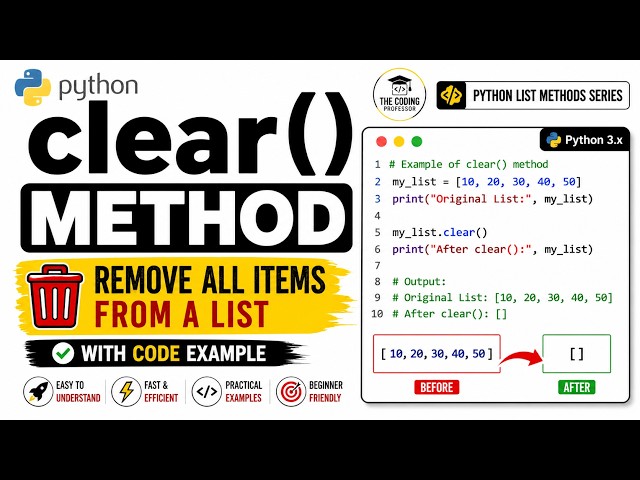 Learn Python clear() Method from Scratch | Full Tutorial for Beginners