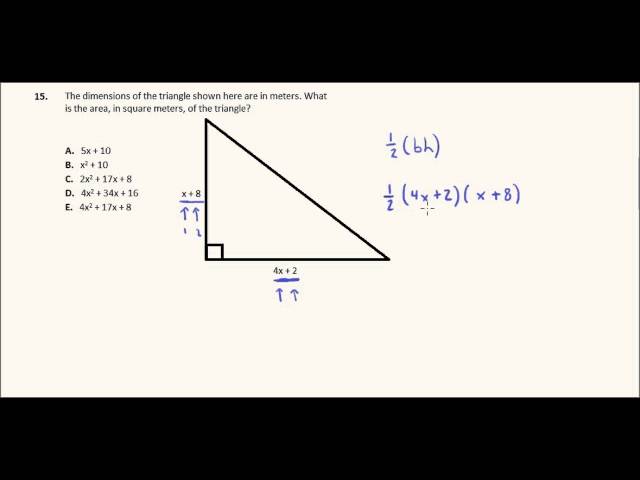 ACT Math Practice, Question 15: Binomial Area of a Triangle