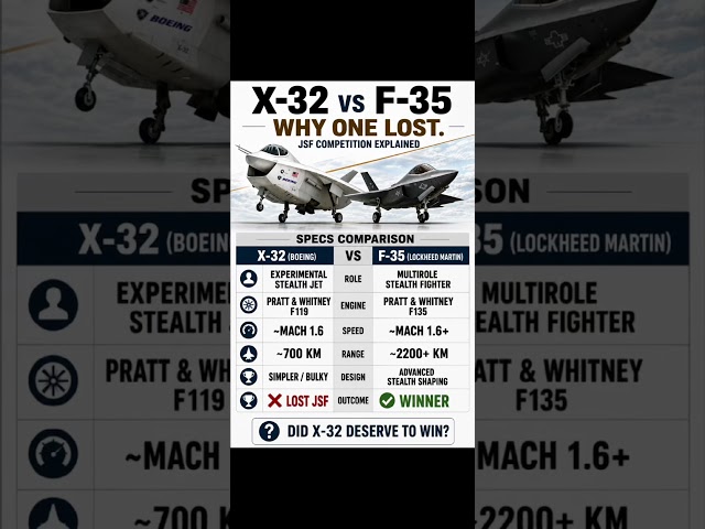 X-32 vs F-35: Why Boeing Lost the JSF Battle #F35 #aviation #military #fighterjet  #comparison