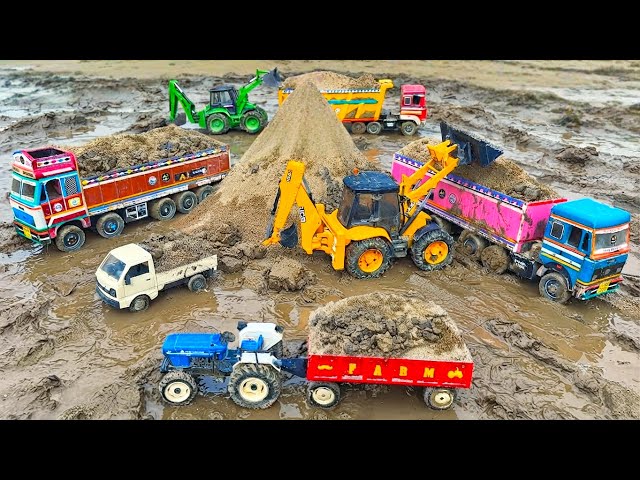 Jcb Video | Tata Truck Volvo Dump Truck Stuck Mahindra Tractor  | Tractor Video | Jcb Cartoon Video