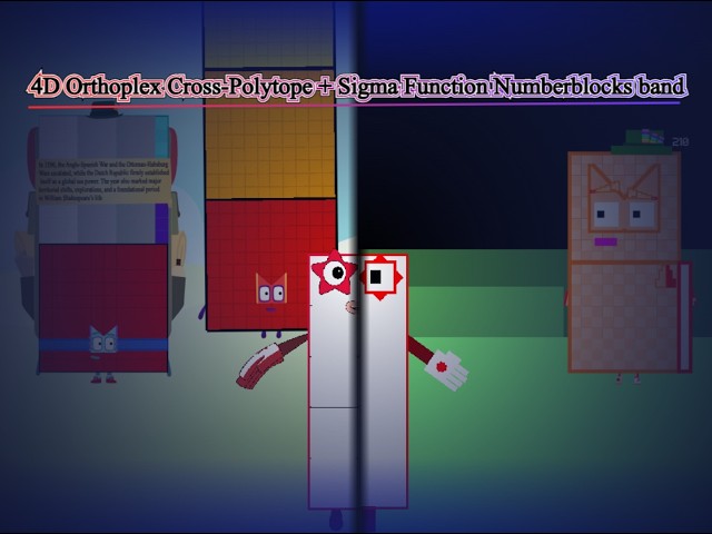 4D Orthoplex Cross-Polytope + Sigma Function Numberblocks band