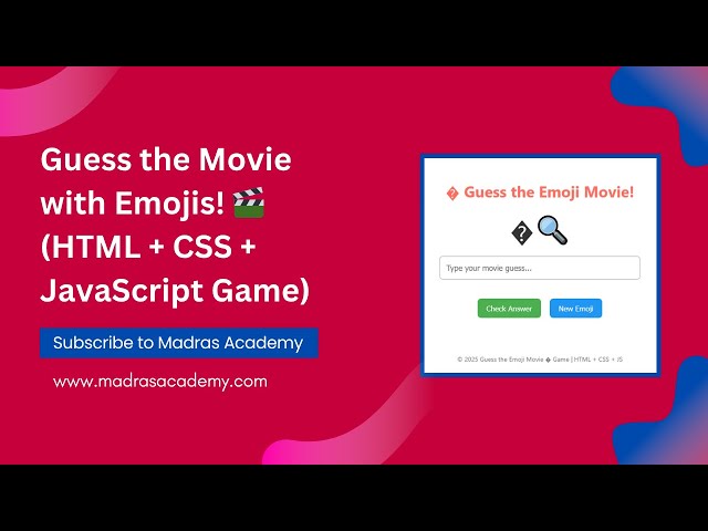 Build a "Guess the Emoji Movie" Game with JavaScript | Full Beginner Project Tutorial 🎬🎮