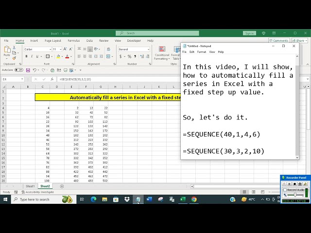Automatically fill series in Excel with a fixed step up value