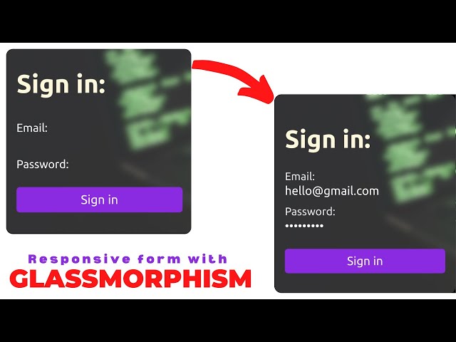Responsive glassmorphism form using only HTMl and CSS || Glassmorphism effect with  minimal design