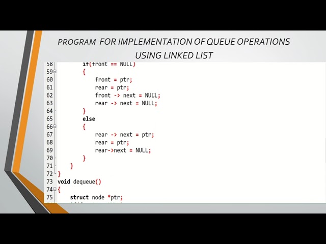 Implementation of Queue using Linked List