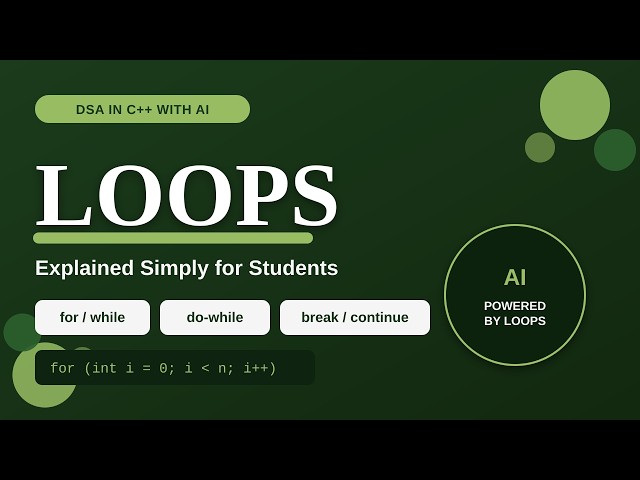Master Loops in C++ for DSA For, While, Do While & Time Complexity Explained #c++ #DSA #LoopsInC++