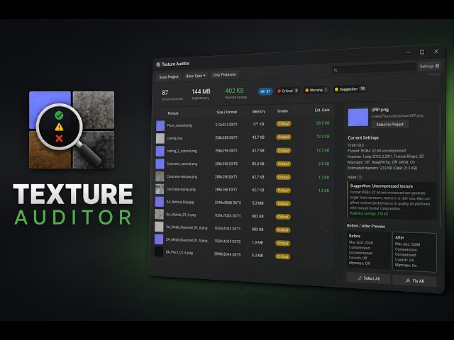 Optimize Your Unity Project's Textures in ONE CLICK - Texture Auditor