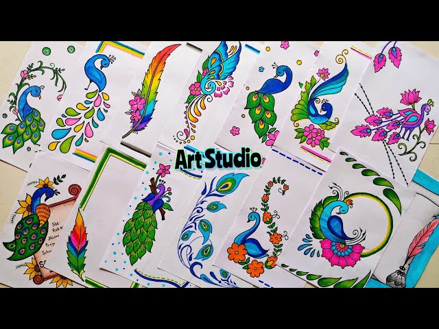 25 PEACOCK🦚 BORDER DESIGNS/PROJECT WORK DESIGNS/A4 SHEET/FILE/FRONT PAGE DESIGN FOR SCHOOL PROJECTS