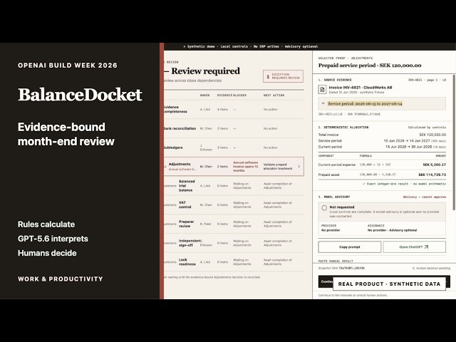 BalanceDocket — Evidence-Bound Month-End Review | OpenAI Build Week 2026