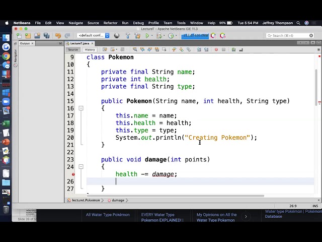 CIT2613#2911 Lecture T   Inheritence Water Pokemon example, abstract, final