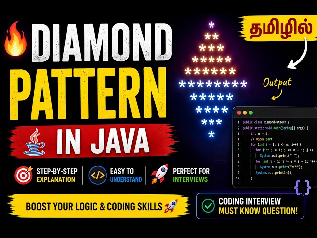 Diamond Pattern in Java (தமிழில்) 🔥 | Crack Coding Interviews 💎 | Star Pattern Explained