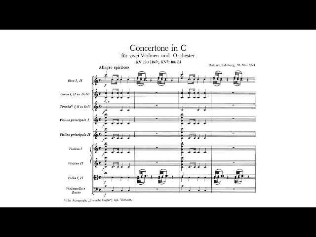 Mozart: Concertone in C major, K. 190/186E (with Score)