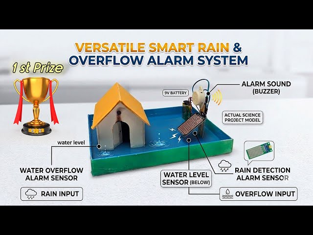 🏆 2-in-1 Smart Rain & Water Overflow Alarm 🚨🌧️ || Dual Warning System
