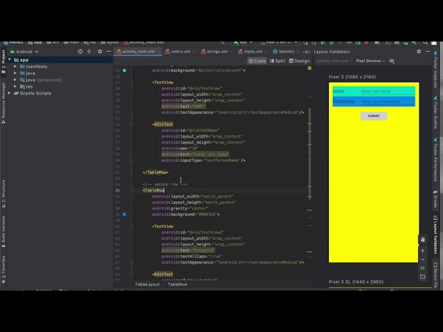 Session 13 - Introduction to Android Table Layout