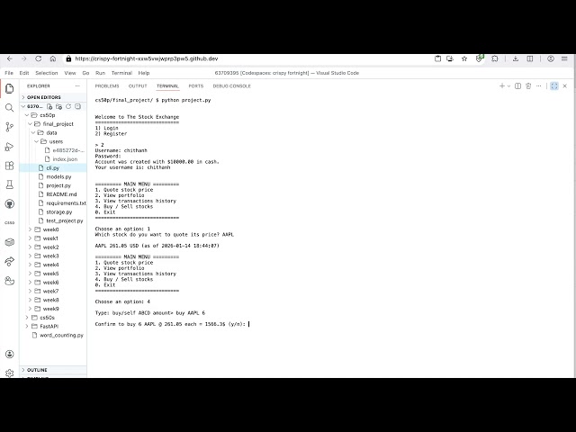 CS50P final project | Stock Trading Simulator
