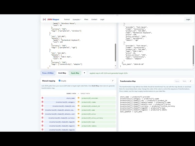 A7Soft JSON Mapper transfer with flatten