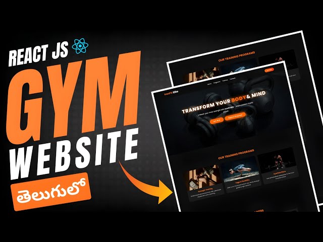 Responsive Gym Website Using React Js in Telugu | React Js Projects in Telugu