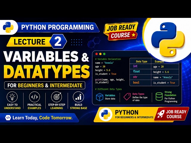 Python Tutorial for Beginners 2026 | Comments, Variables & Data Types Explained | Lecture 2