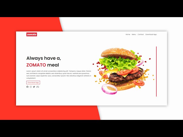 Zomato Landing Page with HTML & CSS | Zomato UI | Landing Page