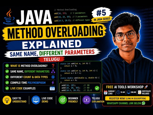 Java Method Overloading Explained | Same Name Different Parameters | Telugu | Kenzo Pulse | Kenzo |