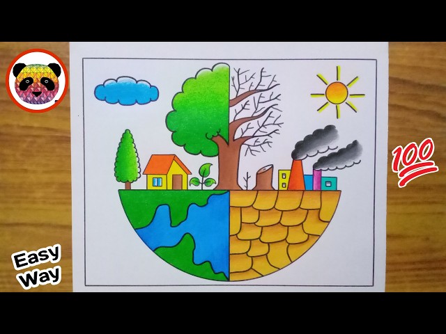 World Environment Day Drawing / Environment Day Poster Drawing / Save Environment Drawing Easy Steps