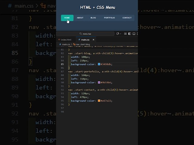 Animated Navbar in HTML CSS 🔥 #webdevelopment #coding